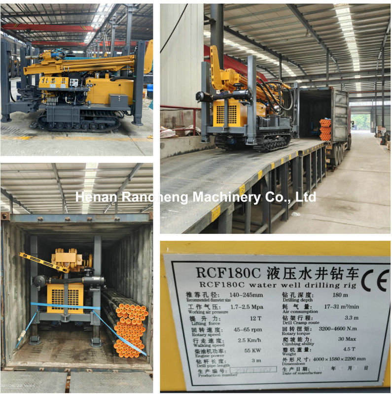 180m Deep Rock RCF180C Crawler Pindah Multifungsi Air Well Pengeboran Rig Di stok