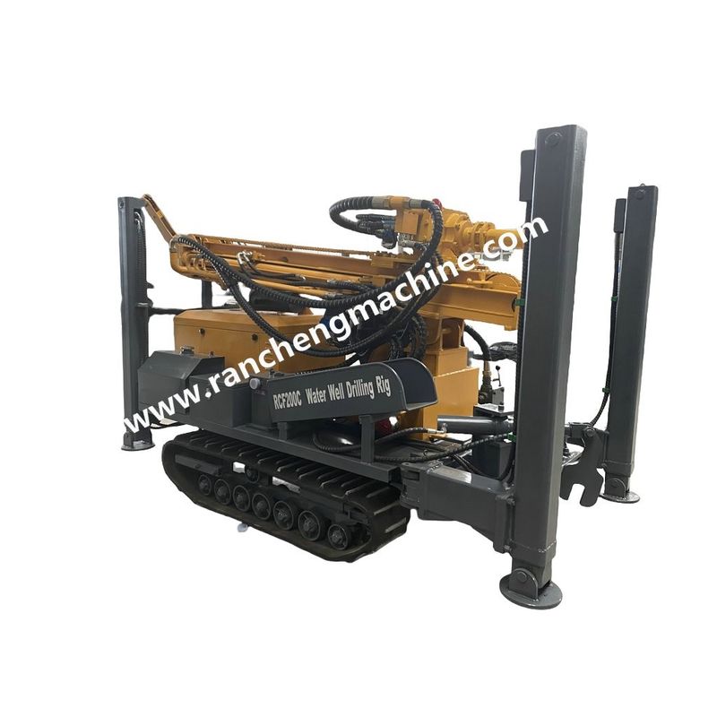 Performa tinggi 200m kedalaman Crawler Air Well Boring Rig Dengan 58KW YuChai Diesel Engine