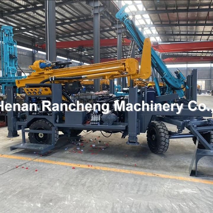 220m 65KW Quanchai Mesin Roda Dipasang Air Well Pengeboran Rig Dengan 13T kekuatan angkat