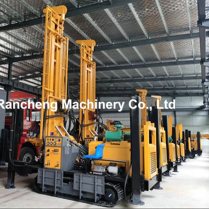 800m Depth Crawler Pneumatic Water Well Drilling Rig Dengan Kompresor Udara Atau Pompa Lumpur