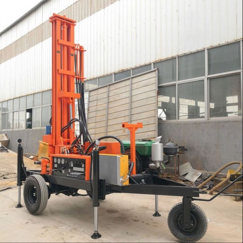150m Roda dipasang Air Well Borhole Pengeboran Rig Untuk 32HP Mesin Diesel