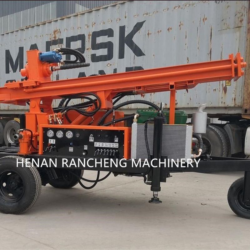 150m Roda dipasang Air Well Borhole Pengeboran Rig Untuk 32HP Mesin Diesel