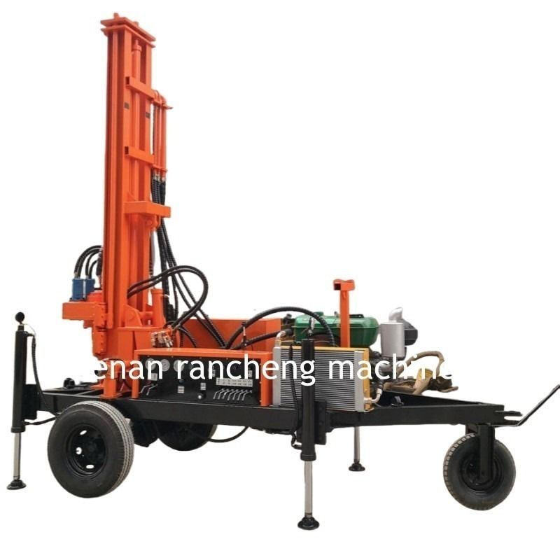 RCF220W roda-jenis trailer DTH Air Well Pengeboran Rig Powered By 65KW Engine