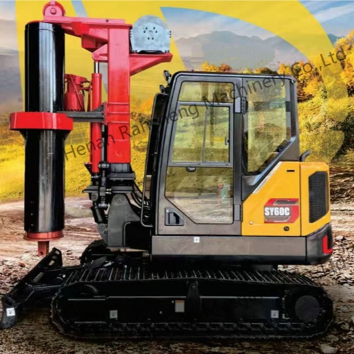 RCQ-10C Mini Pile Hydraulic Drilling Rig 10m kedalaman Dengan 36KW Kubota Engine Sany SY60C Excavator Chassis