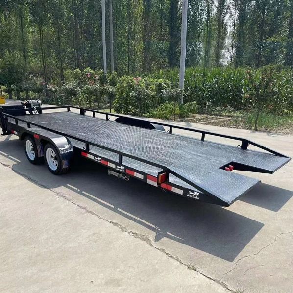 5t 5m*2.2m Platform Truk Semi Trailer Axle Untuk Pengangkutan Barang