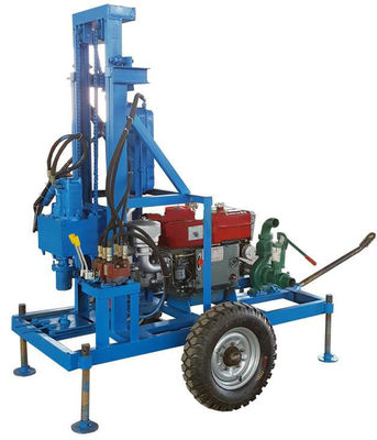 150m kedalaman Portable Well Drilling Rig 22Hp / 16.2Kw Daya Motor Diesel